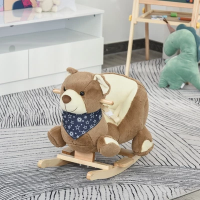 Qaba Kids Ride-On Rocking Horse Toy Bear Style Rocker With Fun Music & Soft Plush Fabric For Children 18-36 Months 3 Qaba Kids Ride-On Rocking Horse Toy Bear Style Rocker With Fun Music & Soft Plush Fabric For Children 18-36 Months