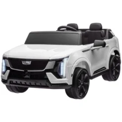 Qaba 2-Seater Ride On Truck, 12V 10AH Cadillac Escalade Licensed Kids Electric Car W/ Remote, 4 Spring Suspension Wheels, Lights, Music Horn, White -Children Toys Discount GUEST 04b4cff0 df80 455f aeb9 f3b4f7379f3a