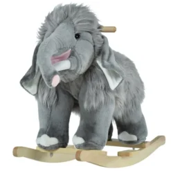 Qaba Kids Ride-On Rocking Horse Toy Mammoth Style Rocker With Fun Music & Soft Plush Fabric For Children 18-36 Months -Children Toys Discount GUEST 0c4ea07a cab4 49ec 8a6a 8fc2429064e4