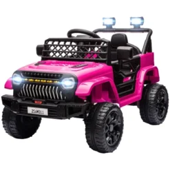 Qaba 12V Ride On Truck, Battery Powered Kids Electric Car With Spring Suspension, Remote, 3 Speeds, LED Headlights, Horn, USB Music -Children Toys Discount GUEST 0c63e77b 0d72 41fc 87b4 bf408612af5e