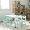 Qaba Kids Table And Chair Set With 4 Chairs, Adjustable Height, Easy To Clean Table Surface, For 1.5 - 5 Years Old -Children Toys Discount GUEST 0d28c3cd 9c05 4ed1 afea edf06feffcde