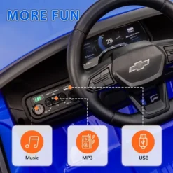 Qaba 12V Chevrolet Silverado EV RST Licensed Kids Electric Car With Parent Remote Control, Spring Suspension, Soft Start, Auxiliary Wheels, Blue 9 Qaba 12V Chevrolet Silverado EV RST Licensed Kids Electric Car With Parent Remote Control, Spring Suspension, Soft Start, Auxiliary Wheels, Blue -Children Toys Discount GUEST 0d2c7403 ee81 4a2e b155 831080524ada