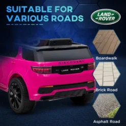 Qaba Land Rover Discovery Sport Licensed 12V Kids Ride On Car, Battery Powered Toy Car W/ Remote Control Soft Start, LED Lights, Music Horn, Pink -Children Toys Discount GUEST 107d9882 58f2 492d af0e f756b2e72e61