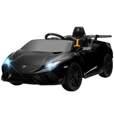 Qaba 12V Lamborghini Huracan Licensed Kids Electric Car With Parent Remote Control, Spring Suspension, Transport Wheel, Soft Start, LED Lights, Black 5 Qaba 12V Lamborghini Huracan Licensed Kids Electric Car With Parent Remote Control, Spring Suspension, Transport Wheel, Soft Start, LED Lights, Black - Image 3