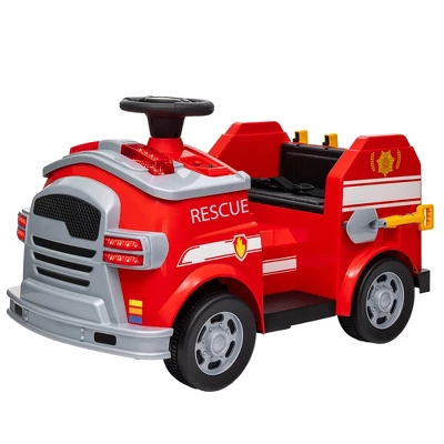 Qaba 12V Ride On Fire Truck, Battery Powered Electric Car For Kids With Siren, Flashing Lights Fire Extinguisher, Soft Start, Horn Music, Red 5 Qaba 12V Ride On Fire Truck, Battery Powered Electric Car For Kids With Siren, Flashing Lights Fire Extinguisher, Soft Start, Horn Music, Red - Image 3