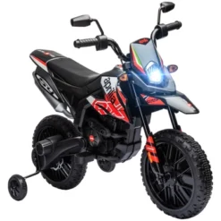 Qaba 12V Kids Motorcycle, Aprilia Licenced Electric Motorcycle For Kids With Training Wheels, Spring Suspension, LED Light, USB, Music -Children Toys Discount GUEST 1639ceda 4f1f 4d73 9359 65ab73e27638