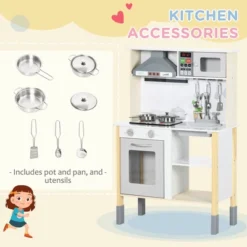 Qaba Wooden Play Kitchen With Realistic Lights And Sounds, Height-Adjustable Kids Kitchen Playset With Microwave, Range Hood, White 10 Qaba Wooden Play Kitchen With Realistic Lights And Sounds, Height-Adjustable Kids Kitchen Playset With Microwave, Range Hood, White -Children Toys Discount GUEST 16fd1b2f 34bb 4f12 9637 e1d3fd8a20bd