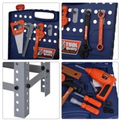 Qaba 68 Pcs Kids Tool Bench, Foldable Pretend Workbench Toy Tool Set, Power Tools Workshop With Electric Drill For Toddler 3 To 6 Years Old -Children Toys Discount GUEST 1710bffe 4697 4609 8d76 1d5972608661