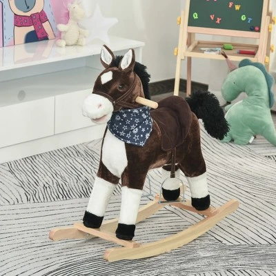 Qaba Kids Plush Ride-On Rocking Horse Toy Cowboy Rocker With Fun Realistic Sounds For Child 3-6 Years Old 4 Qaba Kids Plush Ride-On Rocking Horse Toy Cowboy Rocker With Fun Realistic Sounds For Child 3-6 Years Old - Image 2