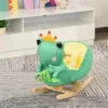 Qaba Kids Ride-On Rocking Horse Toy Frog Style Rocker With Fun Music, Seat Belt & Soft Plush Fabric Hand Puppet For Children 18-36 Months