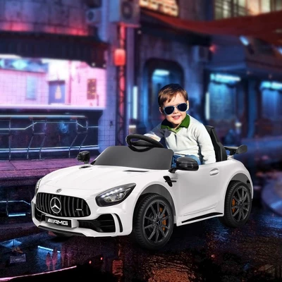 Qaba Mercedes-Benz AMG GTR Licensed 12V Kids Ride On Car With Remote Control, Soft Start, LED Lights, Music Horn & 3 Speeds For 3-6 Years, White 4 Qaba Mercedes-Benz AMG GTR Licensed 12V Kids Ride On Car With Remote Control, Soft Start, LED Lights, Music Horn & 3 Speeds For 3-6 Years, White - Image 2
