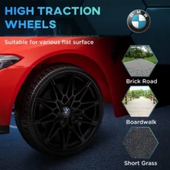 Qaba BMW M4 Licensed Kids Electric Car, 12V Ride On Car With Remote Control, Suspension, Handle Attachment, LED Lights, Music, Soft Start -Children Toys Discount GUEST 265efcf6 3e6a 4f37 aced 1acb066b9bf7