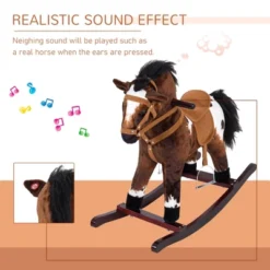 Qaba Kids Metal Plush Ride-On Rocking Horse Chair Toy With Realistic Sounds - Dark Brown/White 11 Qaba Kids Metal Plush Ride-On Rocking Horse Chair Toy With Realistic Sounds - Dark Brown/White -Children Toys Discount GUEST 26b18b82 0451 4799 b0f7 39d59d590321