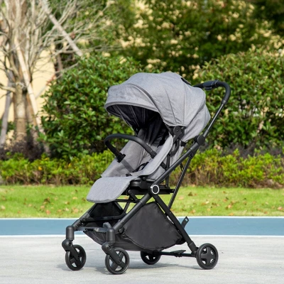 Qaba 1-Click-Foldable Rotating-Seat Toddler & Baby Stroller Wagon, Lightweight Reversible Stroller For Kids, Compact Portable Infant Stroller, Black 2 Qaba 1-Click-Foldable Rotating-Seat Toddler & Baby Stroller Wagon, Lightweight Reversible Stroller For Kids, Compact Portable Infant Stroller, Black