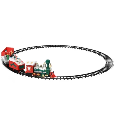 Qaba Electric Train Set For Kids, Battery-Powered Christmas Train Toy Set With Sounds & Lights, Classic Toy Train Set With Gifts Box For 3-8 Years Old 5 Qaba Electric Train Set For Kids, Battery-Powered Christmas Train Toy Set With Sounds & Lights, Classic Toy Train Set With Gifts Box For 3-8 Years Old - Image 3