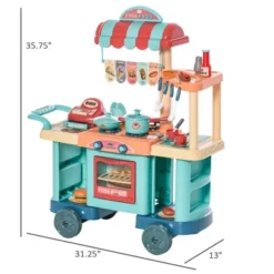 Qaba Kids Kitchen Food Stand With Play Food, Money, Cash Register, Accessories Ages 3- 6 -Children Toys Discount GUEST 2e1b078c 339a 434e b54d 93a167fe0e47