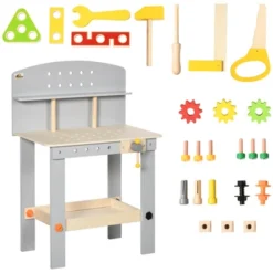 Qaba Wooden Kids Tool Bench With 31 Piece Kids Tool Kit, Workbench Playset, Construction Work Shop Toy For Girls And Boys Ages 3-6 With Storage Shelf -Children Toys Discount GUEST 325d3883 9d37 40a0 8c09 a53a825cd345