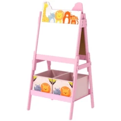 Qaba Easel For Kids, Double-Sided Kids Easel With Whiteboard, Chalkboard, Storage Boxes, Toddler Easel For 3-8 Years, Pink -Children Toys Discount GUEST 346fe9c0 36e0 4930 ab41 6f9f215e3c6d