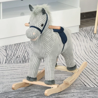 Qaba Kids Rocking Horse, Plush Ride On Horse, Toddler Rocker For 36-72 Months Boys And Girls With Realistic Sounds, Gray 3 Qaba Kids Rocking Horse, Plush Ride On Horse, Toddler Rocker For 36-72 Months Boys And Girls With Realistic Sounds, Gray