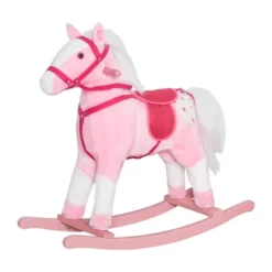 Qaba Kids Plush Toy Rocking Horse Pony Toddler Ride On Animal For Girls Pink Birthday Gifts With Realistic Sounds -Children Toys Discount GUEST 3cdbe411 7f15 4ee5 bd67 9bcfb7c25a97