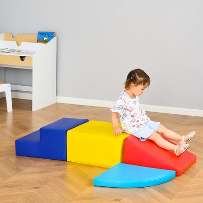 Qaba Foam Play Set For Toddlers And Children, Easy-to-clean 4 Piece Soft & Safe Kids Climbing Set For Crawling Or Sliding, Multicolor 3 Qaba Foam Play Set For Toddlers And Children, Easy-to-clean 4 Piece Soft & Safe Kids Climbing Set For Crawling Or Sliding, Multicolor