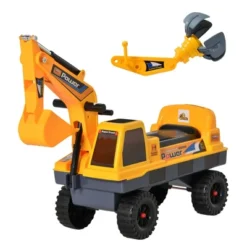 Qaba No Power Construction Ride On Toy Construction Truck, Multi-functional Excavator Digger With Workable Digging Bucket, Yellow -Children Toys Discount GUEST 414e2c1f 4b87 4640 99cc f928c2d43045