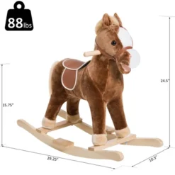 Qaba Kids Plush Toy Rocking Horse Ride On With Realistic Sounds - Brown -Children Toys Discount GUEST 4364f199 7172 43d1 b108 854d11f13388