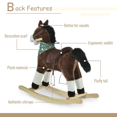 Qaba Kids Plush Ride-On Rocking Horse Toy Cowboy Rocker With Fun Realistic Sounds For Child 3-6 Years Old 6 Qaba Kids Plush Ride-On Rocking Horse Toy Cowboy Rocker With Fun Realistic Sounds For Child 3-6 Years Old - Image 4