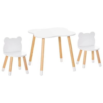 Qaba Kids Table And Chair Set For Arts, Meals, Lightweight Wooden Homework Activity Center, Toddlers Age 3+, White 5 Qaba Kids Table And Chair Set For Arts, Meals, Lightweight Wooden Homework Activity Center, Toddlers Age 3+, White - Image 3
