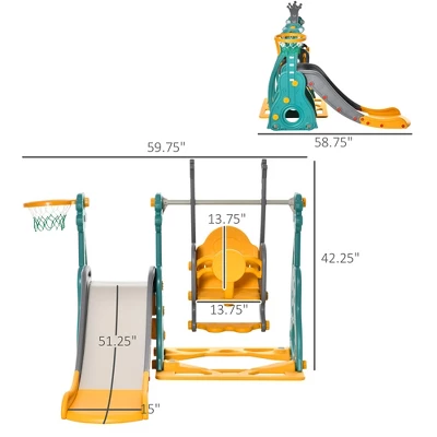 Qaba 4-in-1 Toddler Swing And Slide Set With Basketball Hoop And Adjustable Seat Height, Kids Play Climber Slide Playset, Ages 1.5-3 8 Qaba 4-in-1 Toddler Swing And Slide Set With Basketball Hoop And Adjustable Seat Height, Kids Play Climber Slide Playset, Ages 1.5-3 - Image 6