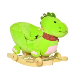 Qaba Baby Rocking Horse Kids Interactive 2-in-1 Plush Ride-On Toys Stroller Rocking Dinosaur With Wheels And Nursery Song -Children Toys Discount GUEST 574b690d 4293 424a 80fb 362d21a2802f