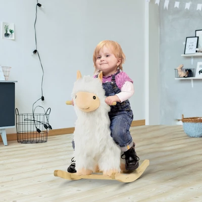 Qaba Kids Ride-On Rocking Horse Toy Llama Style Rocker Soft Plush Fabric For Children 18-36 Months 4 Qaba Kids Ride-On Rocking Horse Toy Llama Style Rocker Soft Plush Fabric For Children 18-36 Months - Image 2
