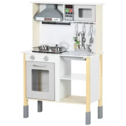 Qaba Wooden Play Kitchen With Realistic Lights And Sounds, Height-Adjustable Kids Kitchen Playset With Microwave, Range Hood, White 9 Qaba Wooden Play Kitchen With Realistic Lights And Sounds, Height-Adjustable Kids Kitchen Playset With Microwave, Range Hood, White -Children Toys Discount GUEST 59aa6930 9ba1 4fcd b852 c1a598fb8228