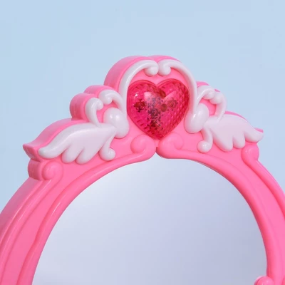 Qaba Children Dressing Table Set Girls Pretend Princess Vanity Table With Music Lightening Pink 9 Qaba Children Dressing Table Set Girls Pretend Princess Vanity Table With Music Lightening Pink - Image 7