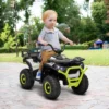Qaba 12V Kids ATV, Battery Powered 4 Wheeler Quad W/ Spring Suspension Wheels, Rear Storage Basket, Lights, Music