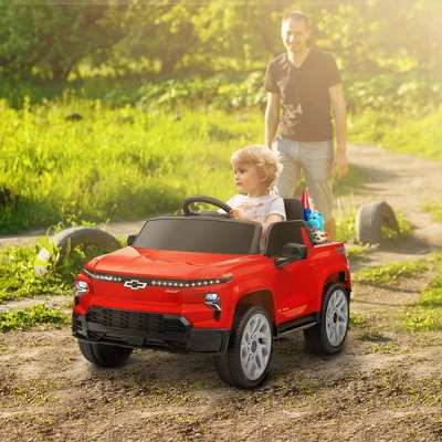 Qaba 12V Chevrolet Silverado EV RST Licensed Kids Electric Car With Parent Remote Control, Spring Suspension, Soft Start, Auxiliary Wheels, Red 4 Qaba 12V Chevrolet Silverado EV RST Licensed Kids Electric Car With Parent Remote Control, Spring Suspension, Soft Start, Auxiliary Wheels, Red - Image 2