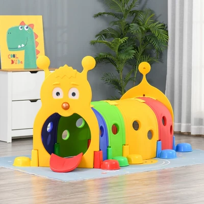 Qaba Kids Caterpillar Tunnel Outdoor Indoor Climb-N-Crawl Play Equipment For 3-6 Years Old, 6 Sections, For Daycare, Preschool, Playground 3 Qaba Kids Caterpillar Tunnel Outdoor Indoor Climb-N-Crawl Play Equipment For 3-6 Years Old, 6 Sections, For Daycare, Preschool, Playground