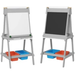 Qaba Easel For Kids, Art Easel With Paper Roll, Double Sided Whiteboard & Chalkboard With Painting Paper Stand, 2 Storage Boxes -Children Toys Discount GUEST 6acbc302 6584 444f 9084 2d51b0f6b1c6