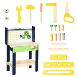 Qaba Wooden Kids Tool Bench With 27 Piece Tool Kit, Construction Work Shop Toy For Toddlers & Ages 3-6, Kids Workbench Playset Gift For Girls And Boys 9 Qaba Wooden Kids Tool Bench With 27 Piece Tool Kit, Construction Work Shop Toy For Toddlers & Ages 3-6, Kids Workbench Playset Gift For Girls And Boys -Children Toys Discount GUEST 6b6fbd09 df2c 48c2 aaa0 72423b657014
