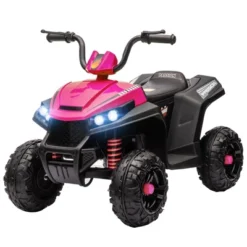 Qaba 12V Kids ATV, Battery Powered Four Wheeler With Spring Suspension, Forward & Reverse, LED Lights, Music, MP3, Pink -Children Toys Discount GUEST 6cf1a147 6d61 4bdb 8ba9 9721a1f54d48