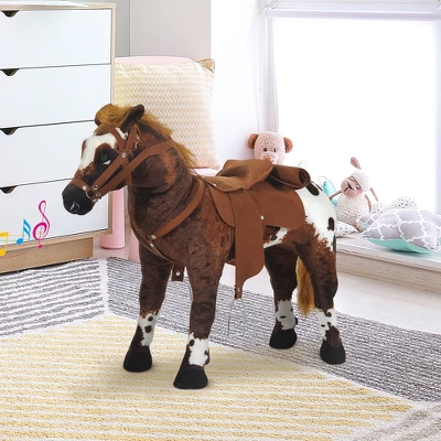 Qaba Sound-Making Ride On Horse Stuffed Animal For Kids With Padding, Stuffed Animal Horse Toy For Girls And Boys, Plush Horse Gift With Soft Feel 4 Qaba Sound-Making Ride On Horse Stuffed Animal For Kids With Padding, Stuffed Animal Horse Toy For Girls And Boys, Plush Horse Gift With Soft Feel - Image 2