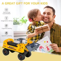 Qaba Kids Ride On Construction Front Loader Tractor, Excavator Scooter W/ Controllable Digging Bucket, Safe & Fun Vehicle Toy For Toddlers, Yellow -Children Toys Discount GUEST 6ef83c1d a290 4588 89a6 116f5227e33a
