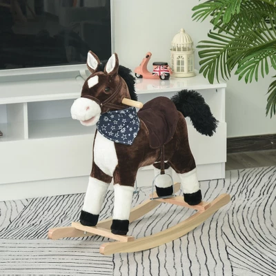 Qaba Kids Plush Ride-On Rocking Horse Toy Cowboy Rocker With Fun Realistic Sounds For Child 3-6 Years Old 3 Qaba Kids Plush Ride-On Rocking Horse Toy Cowboy Rocker With Fun Realistic Sounds For Child 3-6 Years Old