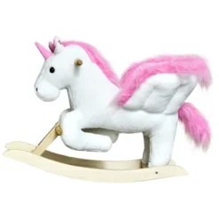 Qaba Kids Rocking Horse, Wooden Plush Ride-On Unicorn Chair Toy With Lullby Song For 18-36 Months Children -Children Toys Discount GUEST 773a01d1 b839 401f bf75 7e04b91c5a86
