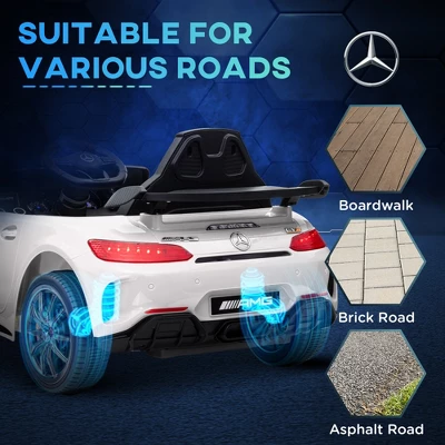 Qaba Mercedes-Benz AMG GTR Licensed 12V Kids Ride On Car With Remote Control, Soft Start, LED Lights, Music Horn & 3 Speeds For 3-6 Years, White 7 Qaba Mercedes-Benz AMG GTR Licensed 12V Kids Ride On Car With Remote Control, Soft Start, LED Lights, Music Horn & 3 Speeds For 3-6 Years, White - Image 5