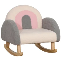 Qaba Kids Sofa, Rocking Toddler Sofa Chair With Solid Wooden Frame, Faux Lamb Fleece Fabric For Nursery, Kindergarten, Playroom, Bedroom -Children Toys Discount GUEST 798ee29a 0be1 45a0 9b95 29078c1fed5a