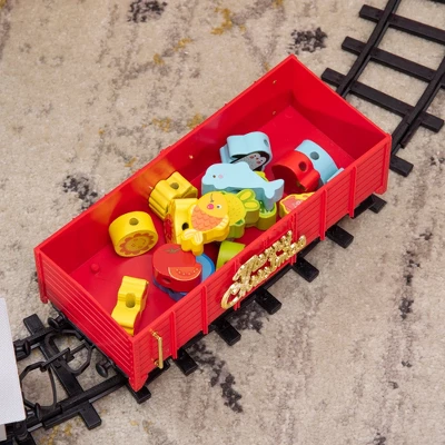 Qaba Electric Train Set For Kids, Battery-Powered Christmas Train Toy Set With Sounds & Lights, Classic Toy Train Set With Gifts Box For 3-8 Years Old 6 Qaba Electric Train Set For Kids, Battery-Powered Christmas Train Toy Set With Sounds & Lights, Classic Toy Train Set With Gifts Box For 3-8 Years Old - Image 4