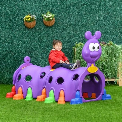 Qaba Caterpillar Climbing Tunnel For Kids Climb-N-Crawl Toy Indoor & Outdoor Toddler Play Structure For 3-6 Years Old, Purple 4 Qaba Caterpillar Climbing Tunnel For Kids Climb-N-Crawl Toy Indoor & Outdoor Toddler Play Structure For 3-6 Years Old, Purple - Image 2