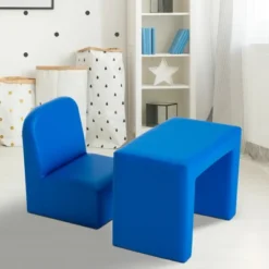 Qaba 2-in-1 Multifunctional Kids Sofa Convertible Table And Chair Set For 3 Years Old Boys Girls