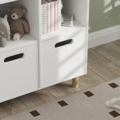 Qaba Kids Bookshelf, 3 Tier Kids Bookcase With Two Drawers, Bookshelf For Kids Rooms, Bedroom, Nursery, White -Children Toys Discount GUEST 811a0eb1 7666 4c08 9a1f 2d583517a410